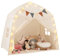 COSTWAY Spielhaus Kinder Indoor, Kinderzelt mit Flaggen & Lichterketten, Prinzessin Spielzelt, Großes Zelt Kinderzimmer für Jungen und Mädchen ab 3 Jahren, 157 x 98 x 148 cm (Beige)