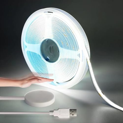 LRGBST 5V USB COB tira led, luz blanca dimmable de la tira led de 1M con el interruptor del dimmer del barrido táctil y manual para la iluminación del estante de los mostradores