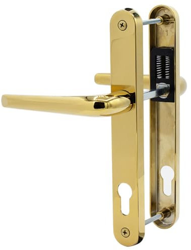 SHIELD HARDWARE uPVC Door Handle 92mm PZ Sprung Pair for PVC and Composite Doors Gold 210mm Fixing Centres