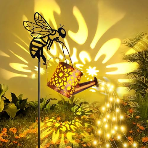 Solar Giesskanne für Außen, IP65 Gartendeko für Draußen Wetterfest in 8-10h Laufzeit, Warmweiß Led Gartenbeleuchtung Solar, Gartendeko für Draußen, für Hofweg, Balkon, Terrasse, Vintage Deko (A)