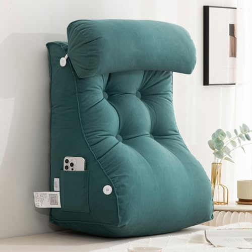 CXLT Couch-/Bett-/Kopfteil-Rückenlehnenkissen, großes Lesekissen für Erwachsene, gepolstertes Rückenstützkissen mit abnehmbarer Kopfstütze zum Lesen/Entspannen/Spielen (55 x 60 x 26 cm, Grün)