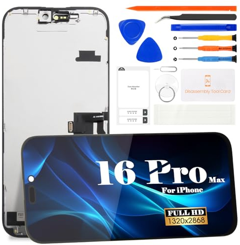 SRJTEK Incell Kit de réparation d'écran tactile LCD pour iPhone 16 Pro Max A3296, A3084, A3295, A3297 Noir