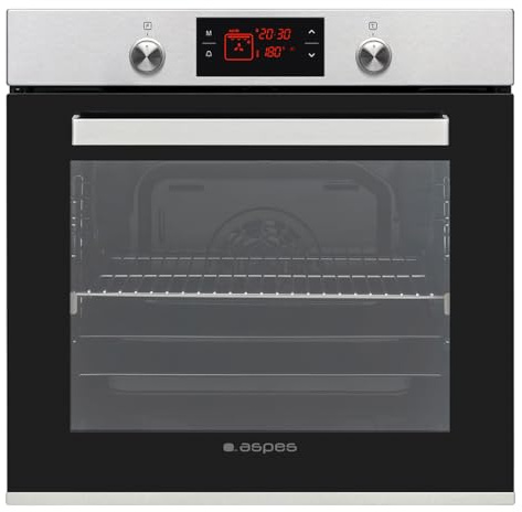 Aspes Horno Multifunción con Ventilador Inox AHE1300X. Capacidad 78 Litros, 1200W, 10 Programas, Interior Esmaltado, Fácil Limpieza, Eficiencia Energética Clase A