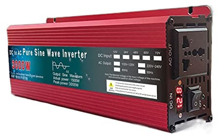 Onduleur à onde sinusoïdale pure, Onduleur 12V 220V 1000W 2000W 3000W DC 24V 48V 60V à ​​AC convertisseur de tension à onde sinusoïdale Pure puissance voiture Micro onduleur bricolage(3000W,12V)