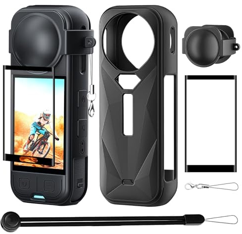 Kit di protezione per Insta 360 X5 – Custodia in silicone, copertura in silicone per l'obiettivo e protezione per lo schermo per una protezione completa