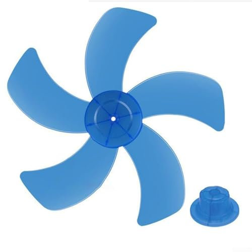 babominimer 16 Inch Plastic Fan Blade | Replacement Five Leaves With Nut Cover | For Pedestal Fan Table Fan Wall Mount Fan Home Cooling Blue