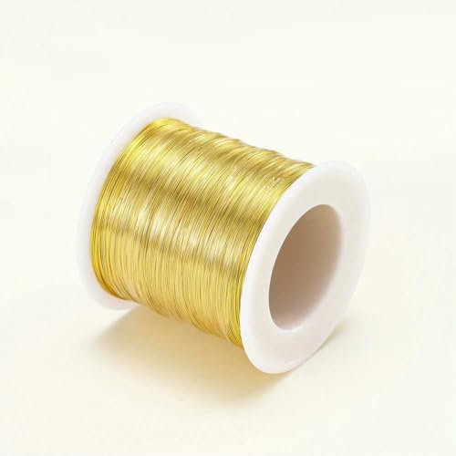 Filo di rame placcato oro 18 carati per la creazione di gioielli fai da te, accessori per gioielli, perline, materiali, filo all'ingrosso - Oro 18 carati - 0,8 mm x 5 metri