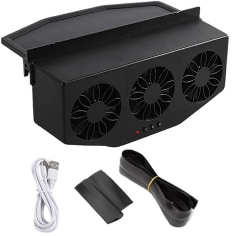 Manolyee Ventilateur d'Échappement Solaire pour Voiture - Purificateur d'Air pour Véhicules - Ventilateur USB Rechargeable 1200mAh Pour Camion Voiture SUV