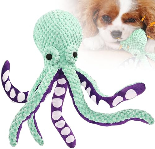 Octopus Hundespielzeug, Octopus Hundespielzeug Unzerstörbar, Kuscheltier Hund Langlebiges Plüsch mit Quietscher Durable Interactive Chew Toys, Medium and Large Dogs Indoor Outdoor Play (Grün)