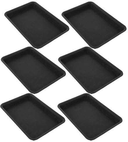 jojofuny Lot de 6 Plateaux Rectangulaires Noirs pour Pots de Fleurs Plateaux Récupérateurs d'eau Bacs à Terreau Supports pour Plantes d'Intérieur et Jardinage 24X12 CM