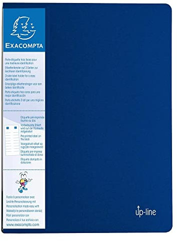 Exacompta - Réf. 88402E - 1 Protège-documents avec porte étiquette 3 faces Up Line - 40 pochettes - 80 vues - pour A4 - dimensions 24 x 32 cm - couverture en polypro rigide opaque - couleur bleu