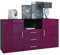 Vladon Sideboard Skadu, Kommode mit 2 Türen, 3 Schubladen und 1 offenem Fach, Schwarz matt/Brombeer Hochglanz (138,5 x 71,5 x 35 cm)