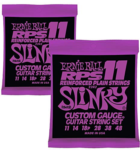 Ernie Ball 2242 Power Slinky 11-48 reinforced plain nickel custom gauge strings (2 PACKS)