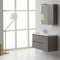 Kiamami Valentina Meuble de Salle de Bain Suspendu 90cm lavabo décentré à Gauche et Miroir avec Armoire Murale à Droite | Manhattan