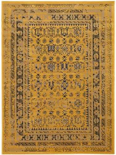 benuta Nest Teppich Antique - Kunstfaser - Outdoor geeignet - Rechteckig & im Style: Bordüre, Vintage, Orient Style - Pflegeleicht für Wohnzimmer Schlafzimmer | Gelb | 140x200 cm