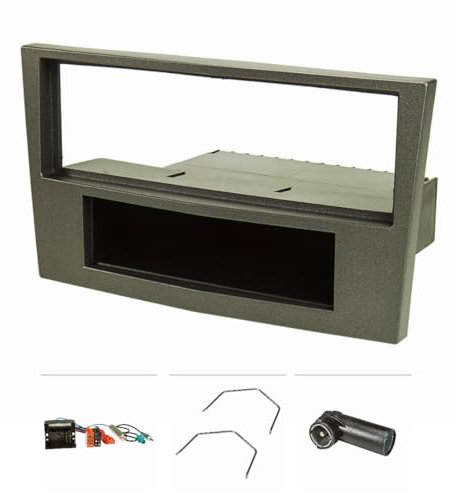 tomzz Audio 2439-056 Radioblende Set kompatibel mit Opel Corsa D Astra H Zafira B charchoal metallic Quadlockadapter ISO Fakra Antennenadapter Phantomeinspeisung DIN ISO Entriegelungsbügel