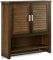 Relaxdays Hängeschrank dunkelbraun LAMELL, Badschrank mit Handtuchhalter, Wandschrank aus Bambus, HBT: 66 x 62 x 20 cm