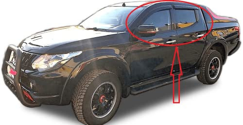 4 x Windabweiser kompatibel mit ABE Mitsubishi L200 Triton Fiat Fullback 4-Türer Double Cab Pick-up 2015 2016 2017 2018 2019 2020 Premium Qualität Acrylglas PMMA Regenabweiser Abweiser