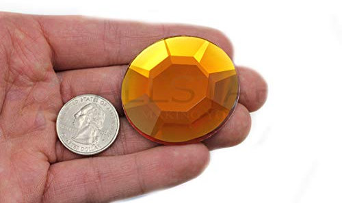 Large Self Adhesive Acrylic Cosplay Gem Flat Back Plastic Stick On Rhinestone For Cosplay Costumes, Scrapbooking, Props, Crafts Embelishments Sticker 1PC (45mm Orange Hyacinth H125)