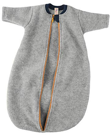 Engel Natur, Baby Fleece Schlafsack mit Armen, 100% Wolle (KbT) (50/56, Hellgrau Melange)