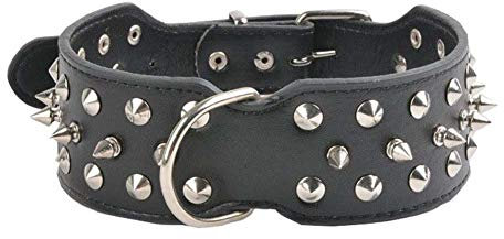Mdurian Leder Hundehalsband mit Spikes Niet Nieten Verstellbare Hundehalsbänder für mittlere und große Hunde 2​​ Breite, Schwarz