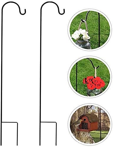 Garten Schäferhaken, XVZ 2 Stück 120cm Hirten Haken, Metall Gartenstab mit Haken, für Blumenampel, Halterung, Vogelhäuschen, Blumentöpfen, Laternen, Gartenlichter, Hochzeitsdekor (Schwarz)