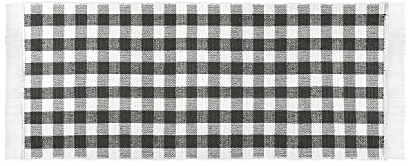 Küchenläufer Anthrazit Kariert 50 x 135 cm aus 100% Baumwolle • Küchenläufer waschbar und robust • Teppich für Küche, Flur, Wohnzimmer - Indoor und Outdoor