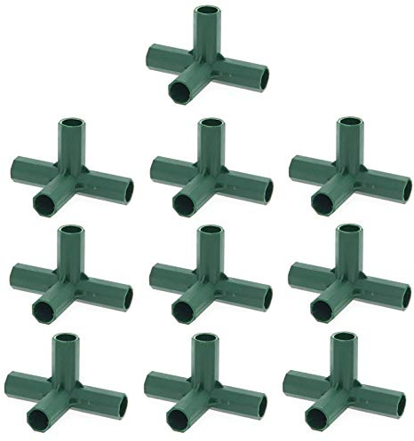 10 Stück Steckverbinder Rohrverbinder Verbindungsstücke, PVC Eckverbinder, für Gewächshäuser Rahmen Regale (4 Wege)