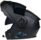 Casque Modulable Moto Bluetooth Intégral Casque, ECE Homologué, Coque Haute Résistance, Respirante Et Confortable, pour Adultes, Femmes Et Hommes