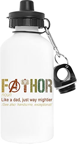 Fathor Like Dad Jus Mighter Weiß Wasserflasche Aluminium Sports Reise Draussen White Water Bottle Travel Outdoor
