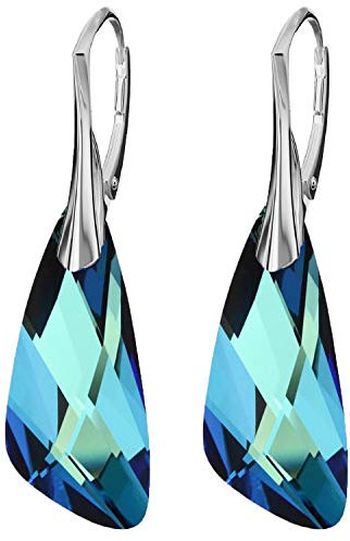 Ohrringe Silber 925 Hängend für Damen - Viele Farben - Ohrringe Hängend mit Kristallen - Flügel Schmuck für Sie - Silber Ohrringe Mädchen Ein Geschenk für eine Frau (Bermuda)