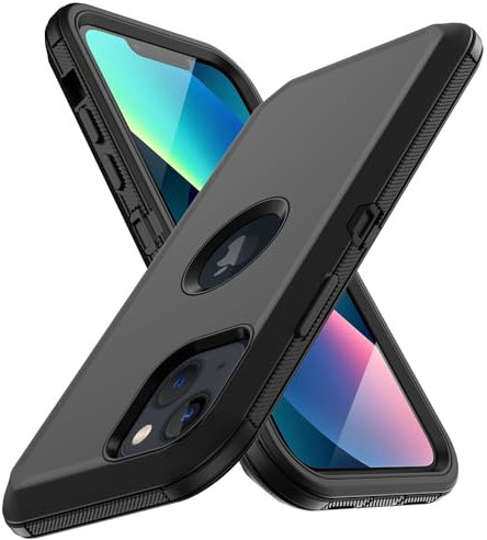 Aimoll-88 Handy Hüllen, Schutzhülle für iPhone 13, iPhone 14, mit eingebautem Displayschutz, robuste Fallschutzhülle, militärische Qualität, stoßfest, staubdichte Abdeckung (Schwarz II)