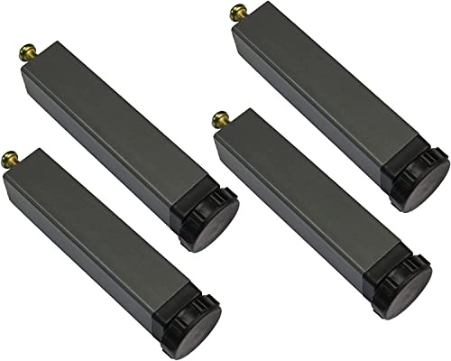 JIAOLUN123 Lot de 4 Pieds de Lit Reglable Tube Carré Acier Pied Sommier Pattes de Meuble Jambe à Un Trou Pieds de Support De Lit Accessoires pour Cadre De Lit avec Vis,Gris (30 cm)