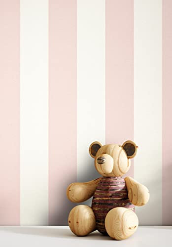 NEWROOM Tapete Rosa Vliestapete Streifen - Streifentapete Kinder Weiß Linien Landhaus inkl. Tapezier-Ratgeber