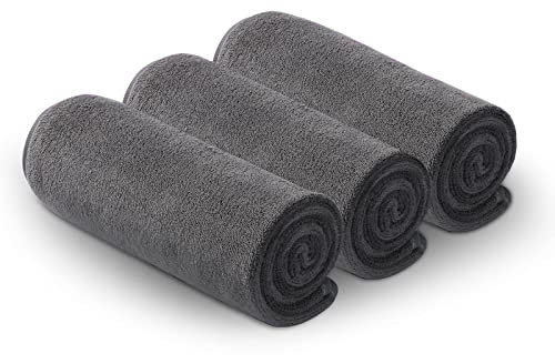 CASOFU Mikrofaser Handtuch Fitness Handtuch Set Gym Handtücher Fitnessstudio Sport Handtuch Gym 35 x 73 cm 3er Set Grau