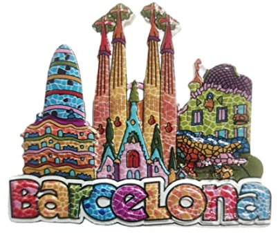 Barcelona Spain 3D Mosaic Landmark Fridge Magnet Souvenir Gift,Resin Handmade Barcelona Refrigerator Magnet Home & Kitchen Decoration Collection