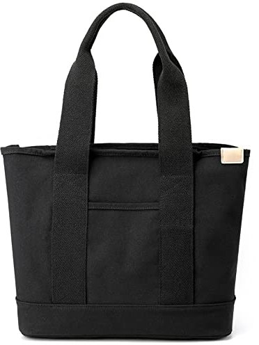 zhongningyifeng Damen-Tragetasche aus Segeltuch, lässig, Tragegriff oben, große Kapazität, Handtasche, Einkaufstasche für Arbeit, Reisen, Schwarz, Large, modisch