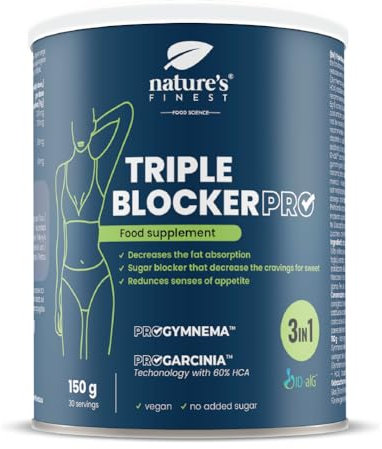 Nature's Finest Triple Blocker PRO, Produit Produit Minceur Rapide Efficace Fort, Bloqueur Glucides, Capteur de Graisse et Stop Sucre, Coupe Faim Puissant et Brûle Graisse Naturel