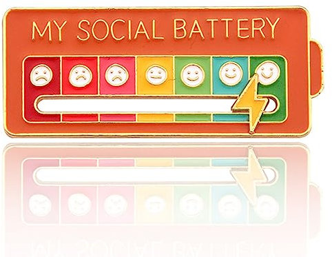 LXURY Sozialer Batterie Pin, Interaktive Stimmungs Emaille Anstecker, Lustige Soziale Stimmungsbrosche Pin Für 7 Tage, Stimmungsausdrucks Pin Für Introvertierte, Für Frauen Männer,B,1pcs