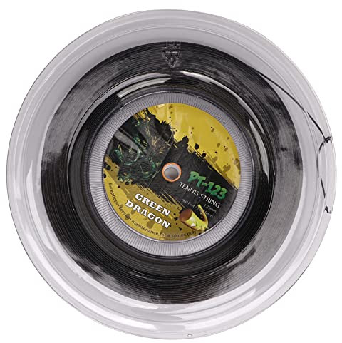 Alomejor Corde per Racchette da Tennis, Corde per Racchette con Motivo a Doppia Costola, Poliestere con Superficie Dentellata da 1,25 Mm per Palestra (Nero)