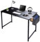 SILVER VALLEY Computer Desk Home Office Writing Desk, Simple Study Table for student and worker, Laptop with Storage Bag, Cup Holder & Headphone Hook (80x50x75cm, Black Carbon Fiber Top)