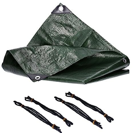 Abdeckplane 8m x 12m Gewebeplane Premium Line 260g/m² mit Ösen (50cm Abstand) – wasserdicht reißfest UV-stabilisiert abwaschbar - Schutzplane Abdeckfolie Poolplane Holzplane Gartenmöbel Boot Pool