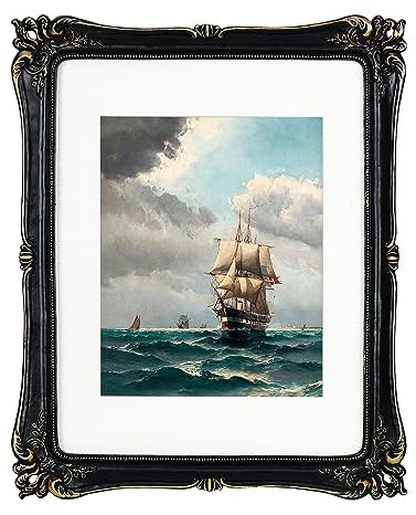 Funly mee Vintage 11x14 Bilderrahmen Antique Gold Fotorahmen für Tisch und Wand- Schwarz