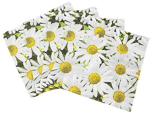 Marguerite Serviette Papier 2 Plis (33 x 33 cm) I Lot de 20 I Serviette de Table Papier Idéal pour les Anniversaires, les Fêtes Patronales, les Garden Parties, les Fêtes de Famille