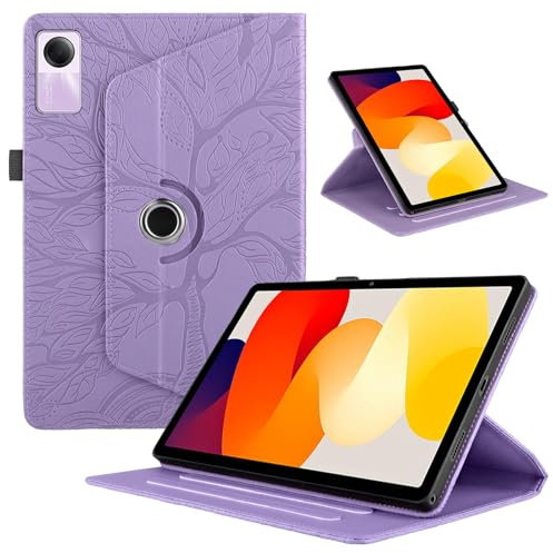 TEDTIKJT Funda para Xiaomi Redmi Pad SE 11 2023 PU Cuero Folio Tablet Protectora Case 360°Carcasa Giratoria de ángulo Múltiple con Soporte Función Cover Xiaomi Redmi Pad SE,Violet Árboles