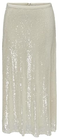 ONLY Damen Onlcarin Sequins A-Shape Skirt WVN Rock, Creme, 36
