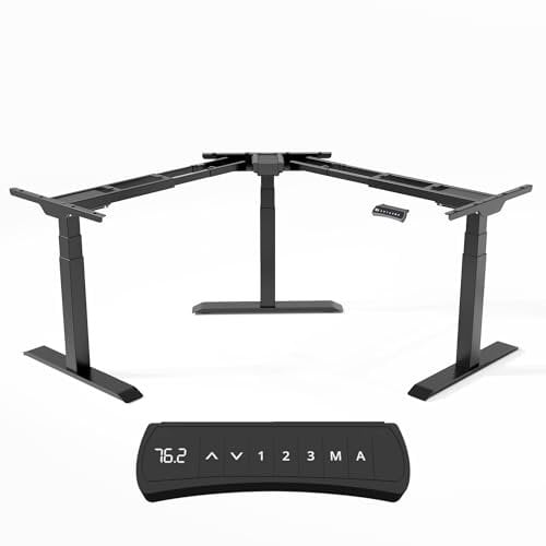 Office Jack® Eckschreibtisch Elektrisch Höhenverstellbar Gestell Memory-Funktion & Anti-Kollision L-Form (Schwarz, 2 x Verlängerungs-Set)