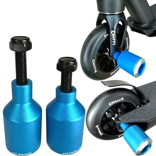 Scooters Chilli Pro Scooter Barrel Stunt-Scooter Pegs Tret Roller Grind Stangen mit Achsen + Fantic26 Sticker (Rocket Hell Blau)