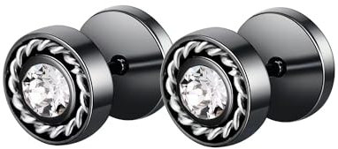 JSNOM Ohrstecker Herren Ohrringe Edelstahl: Ohrschmuck Nickelfrei Silber für Valentinstag Geburtstagsgeschenk, Ohrringe Stecker für Jungen Männer Herren Damen (Silber) (Schwarz)