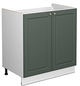 Vicco Meuble Bas sous-évier Fame-Line, Vert Or Campagne/Blanc, 80 cm, PT Chêne